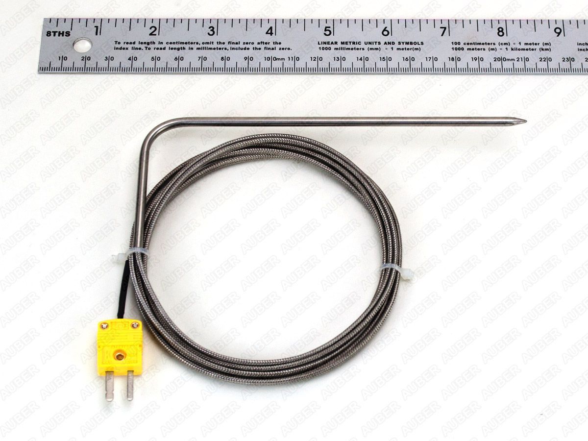K Type thermocouple 6" probe w/ pointed tip for BBQ smoker - Click Image to Close