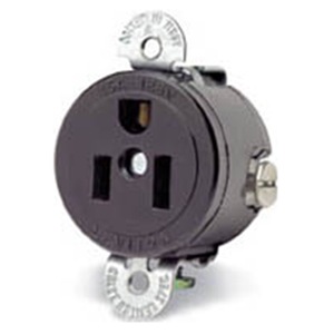 Leviton 120V 15A US Socket, Panel Mount, NEMA 5-15R Round Cut - Click Image to Close