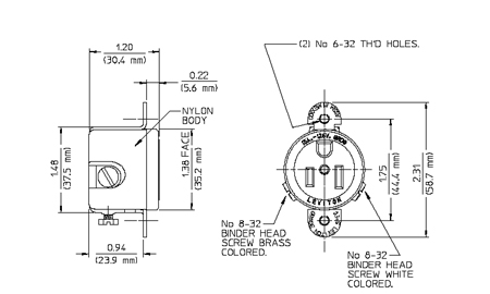 Leviton 120V 15A US Socket, Panel Mount, NEMA 5-15R Round ... 6 pole relay wiring diagram 