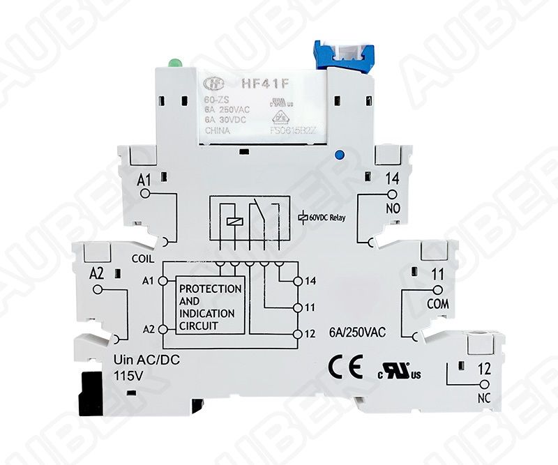 DIN Rail Mounted Slim Relay Module, SPDT, up to 6A 250V