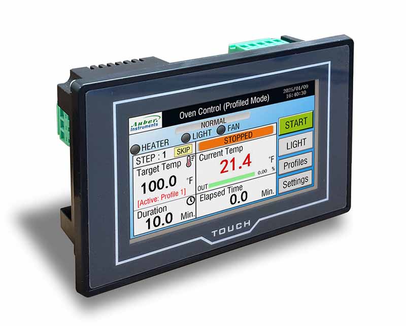 (image for) 4.3" Touchscreen PID Oven Controller, Optional Ramp Soak, w/ Light and Fan Control