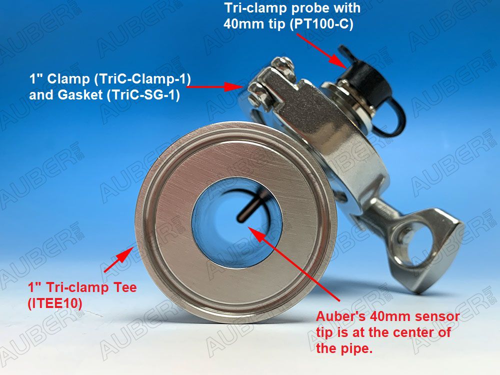 1" Tri-Clamp Tee w/ Liquid-tight RTD Sensor Bundle Set - Click Image to Close