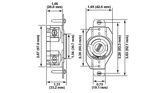 Leviton 240V 20A NEMA L6-20R Socket [L6-20R] - $10.50 ... l6 30r receptacle wiring diagram 