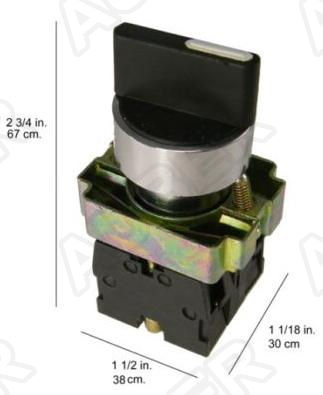 Selector Switch, 3-Position Maintained, 1 NC, 1 NO, 22mm - Click Image to Close