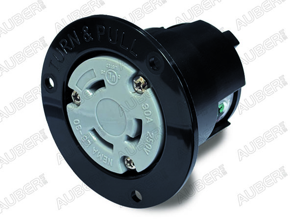 240V 30A NEMA L6-30R Flanged Outlet Locking Receptacle, Black [RK