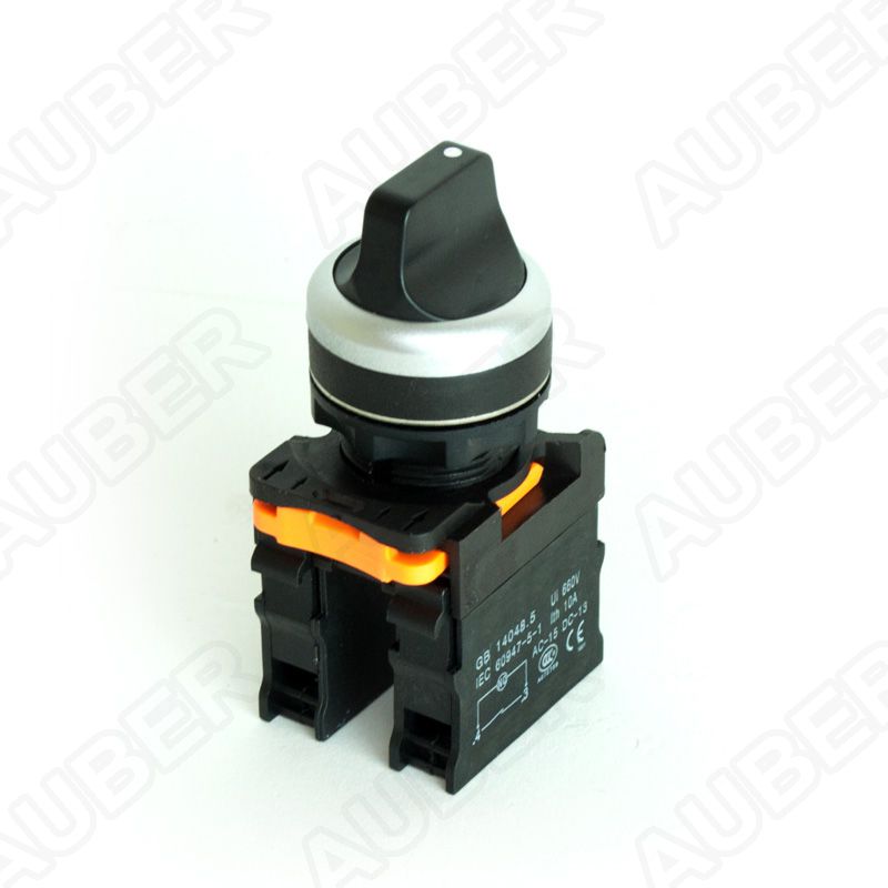 Black Short Profile 22mm Selector Switch, 3-Position Maintained - Click Image to Close