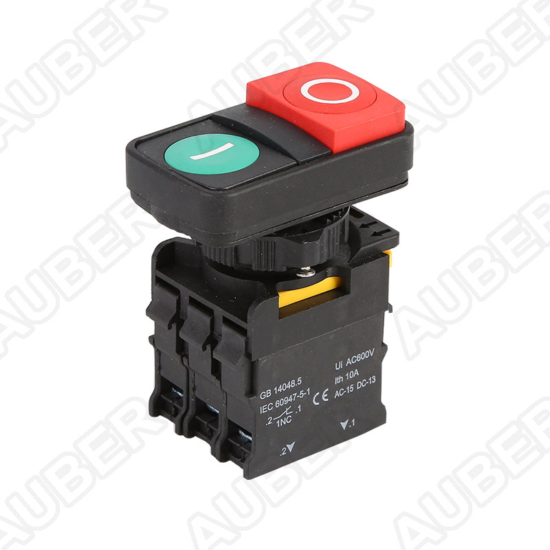 Start/Stop Two-Headed Pushbutton Switch, 22mm, Momentary