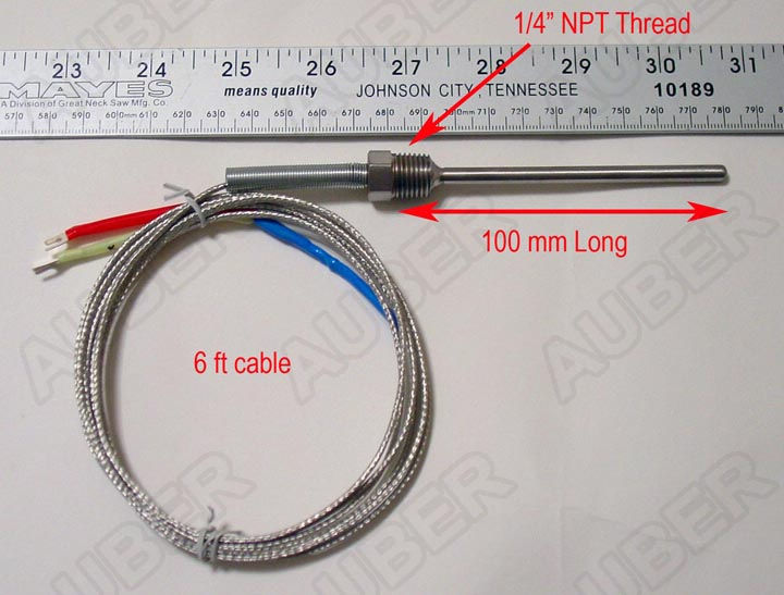 Liquid tight K type, 4 in probe, 1/4 NPT Thread