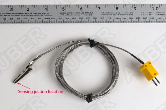 K Type Thermocouple w/ alligator clip tip, powder coating oven