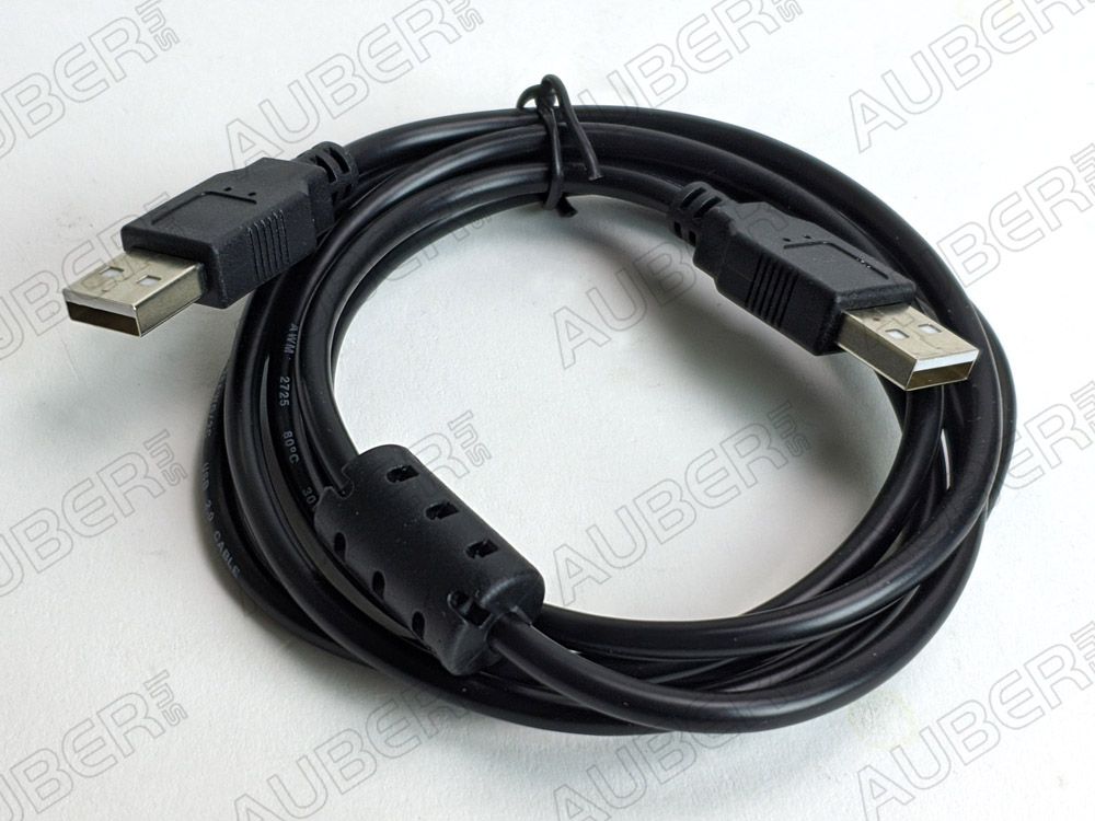 USB 2.0 Cable Cord w/ Inline Noise Filter, Type A Male to Male - Click Image to Close