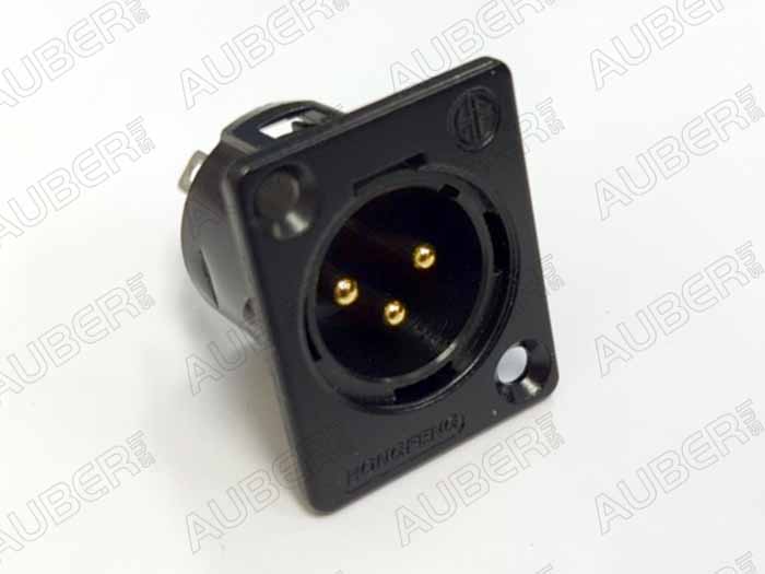 Black XLR Male Panel Mount Connector, 3-Pin - Click Image to Close