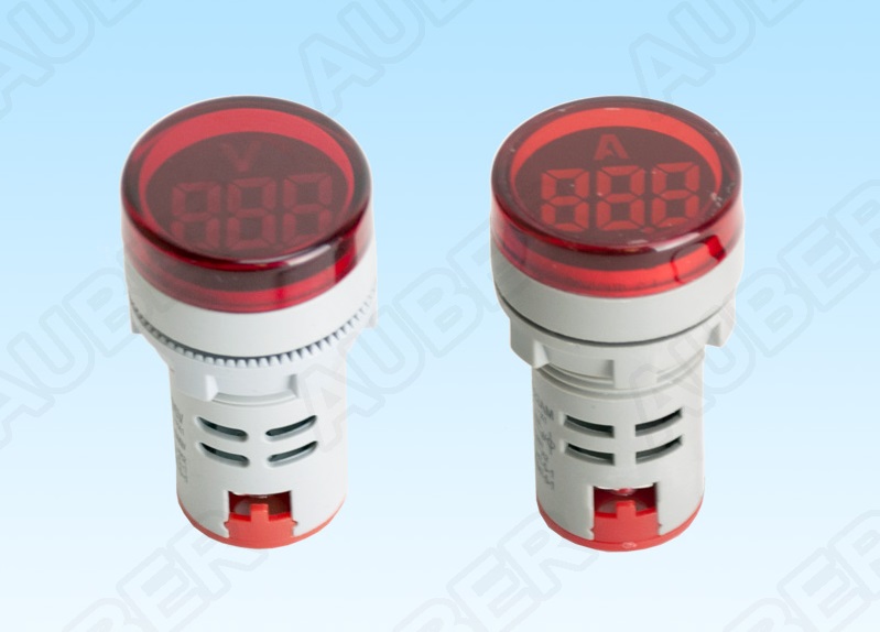 Mini Digital Voltmeter & Ammeter Pair, 22 mm, Round - Click Image to Close