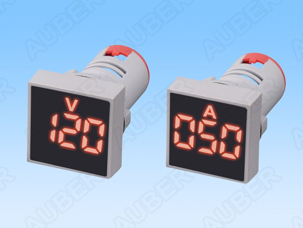 Mini Digital Voltmeter & Ammeter Pair, 22 mm, Square