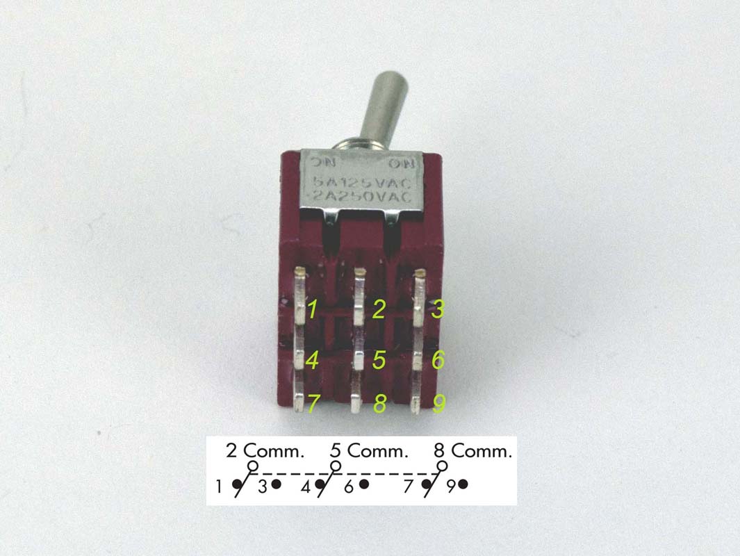 9-PIN 3PDT ON/ON Toggle Switch, RTD Sensor Switching [TS3